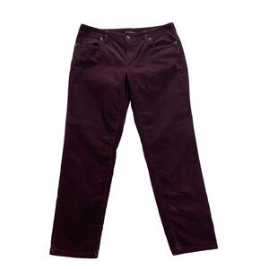Lands' End Women Burgundy Low/Mid Rise Straight Leg Corduroy Pants SZ/ 10